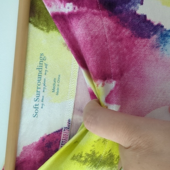 Soft Surroundings Water Colors Slingy floral Paint Brushed Print Boho tunic Top - Picture 6 of 8